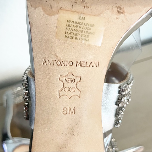 Antonio Melani silver rhinestone bling strappy heels size 8 - Picture 10 of 11